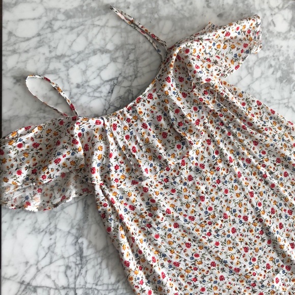 Flounce Floral Open Shoulder Mini Dress - Picture 3 of 5